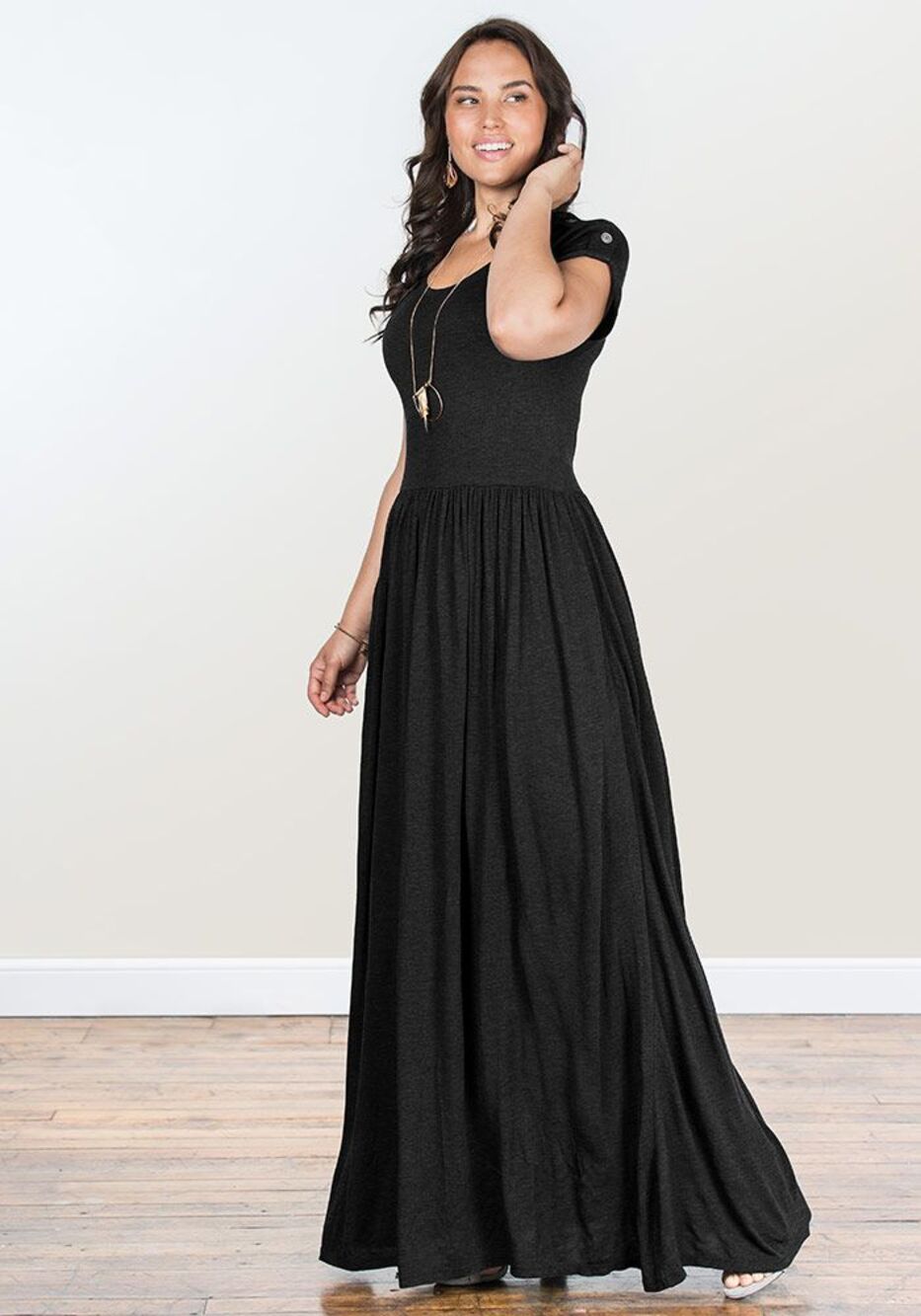 Matilda Jane Black Night Owl Black Short Sleeve Maxi Dress XL